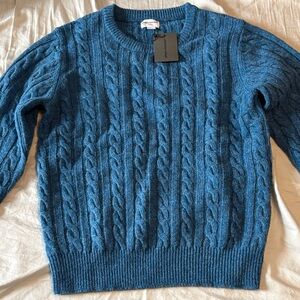 Spier & Mackay NWT Ocean Blue Shetland Cable Crewneck